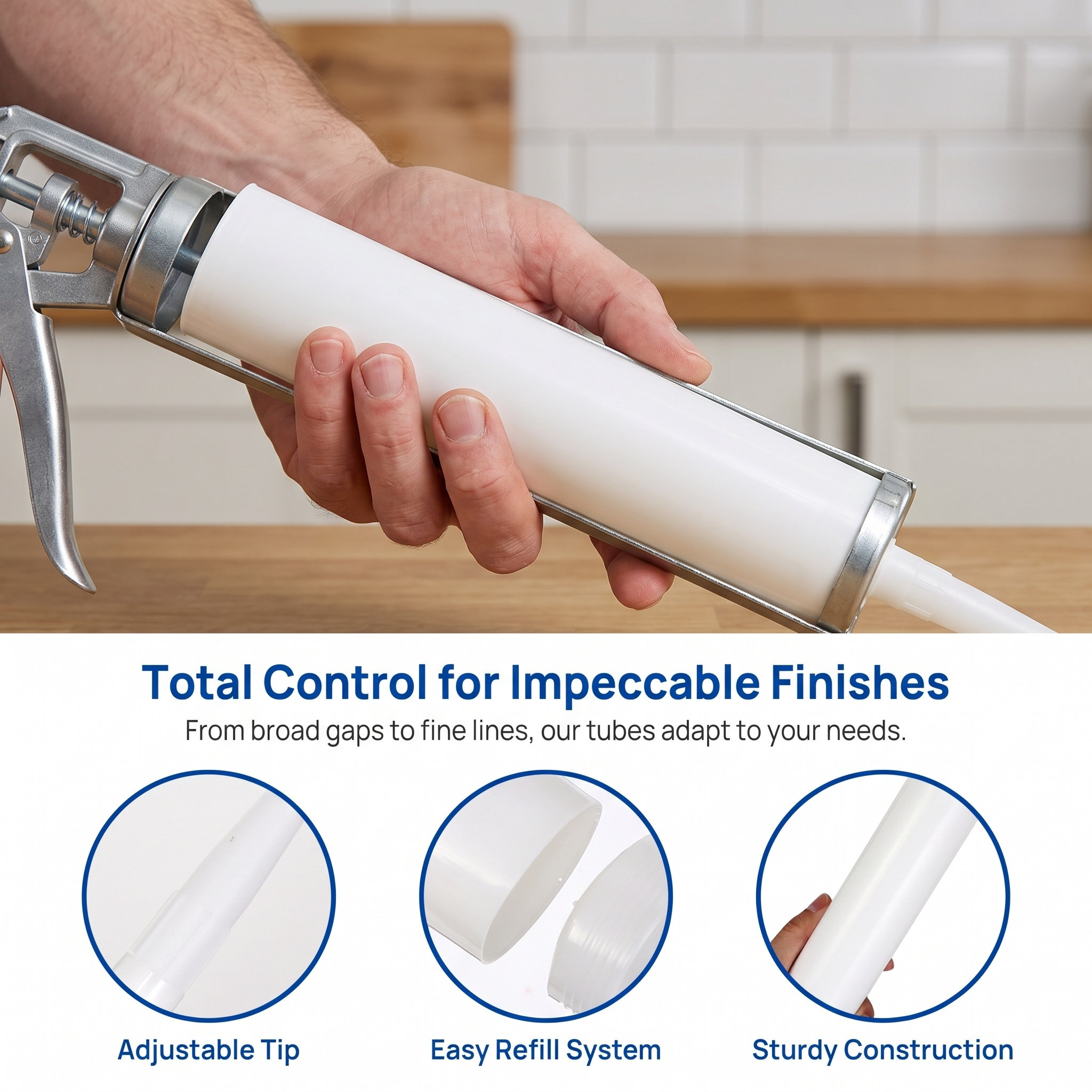 Home Improvement In Usa - หลอดยาแนวเปล่าแบบเติมได้ 5 ชิ้น ขนาด 33x4.6 ซม.