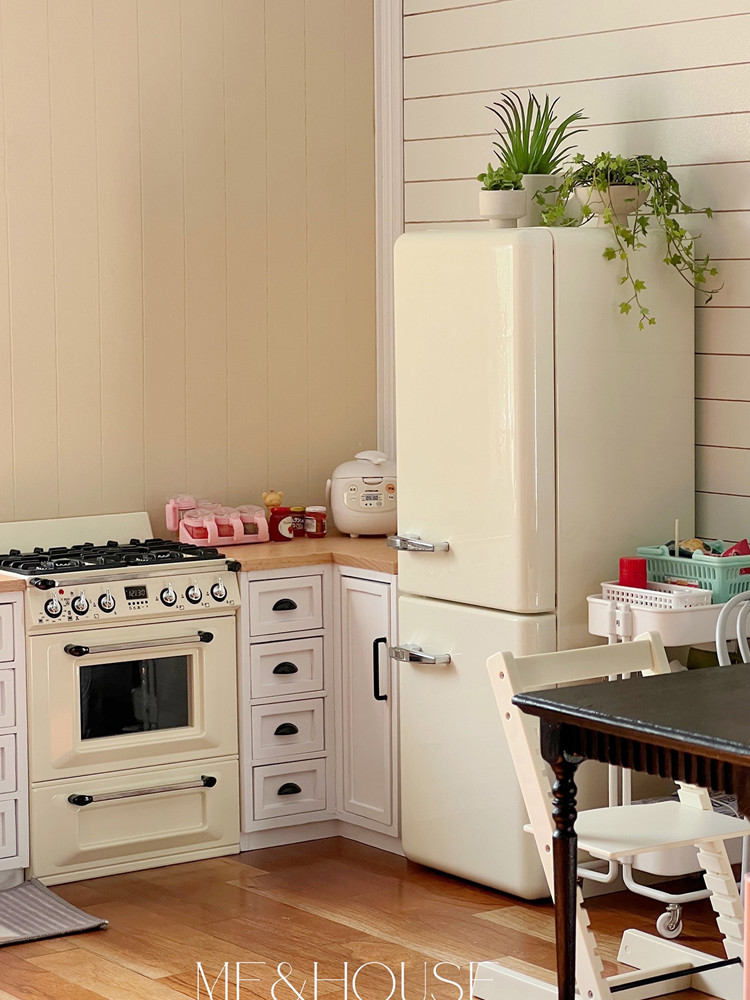 Home Improvement Kitchen - บ้านตุ๊กตา1/6ตู้เย็นโลหะ aksesori perabot พร้อมไฟ Ob11 GSC